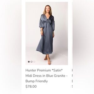 Hunter Premium Satin Midi Dress in Blue